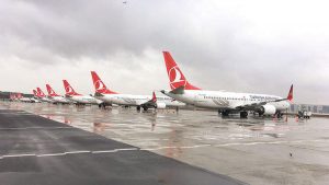 THY filosuna ait Boeing 737 Max 8 tipi uçaklar